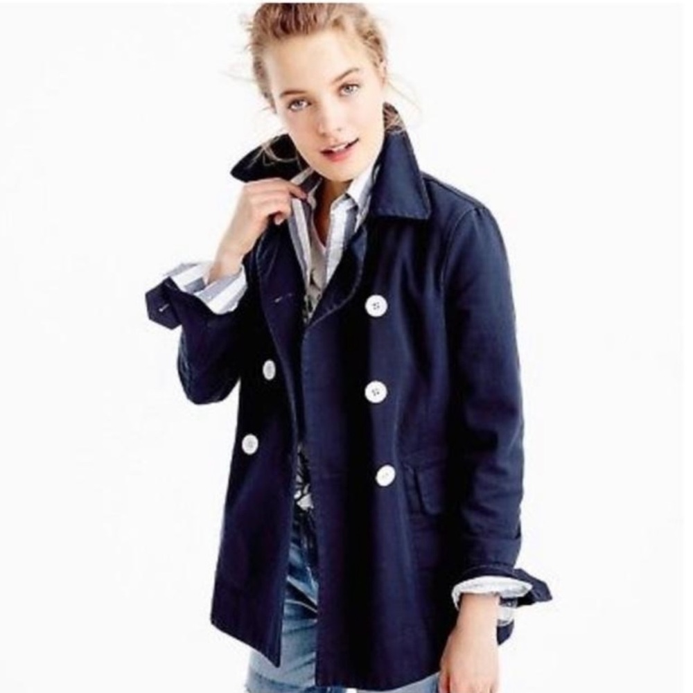 J. Crew Navy Cotton Twill Peacoat Size 00